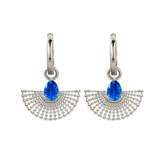 Silver Kyanite Fan Hoop Earrings