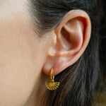 Surya Gold Fan Huggie Hoops