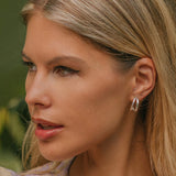 Double band hoop earrings, Silver hoop earrings, Silver hoops, Silver etched hoop earrings, Handmade silver earrings