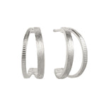 Silver Double Band Hoop Earrings