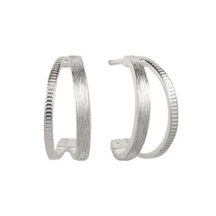 Silver Double Band Hoop Earrings