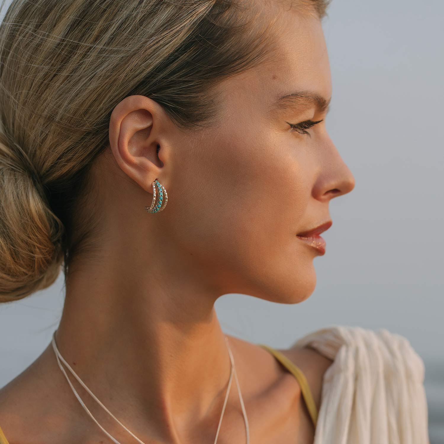 Handmade Turquoise Hoops