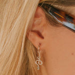 Sterling Silver Snake Earrings, Silver Snake Huggie Hoops, Silver Snake Drop Earrings, Silver Huggie Hoops with Snake Charm, Silver Snake Charm Huggie Hoops, Silver Huggie Hoop Earrings