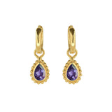 February Birthstone Amethyst Gold Earrings