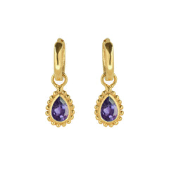 February Birthstone Amethyst Gold Earrings