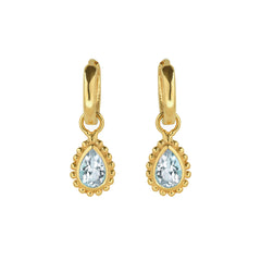 March Aquamarine Birthstone Gold Earrings