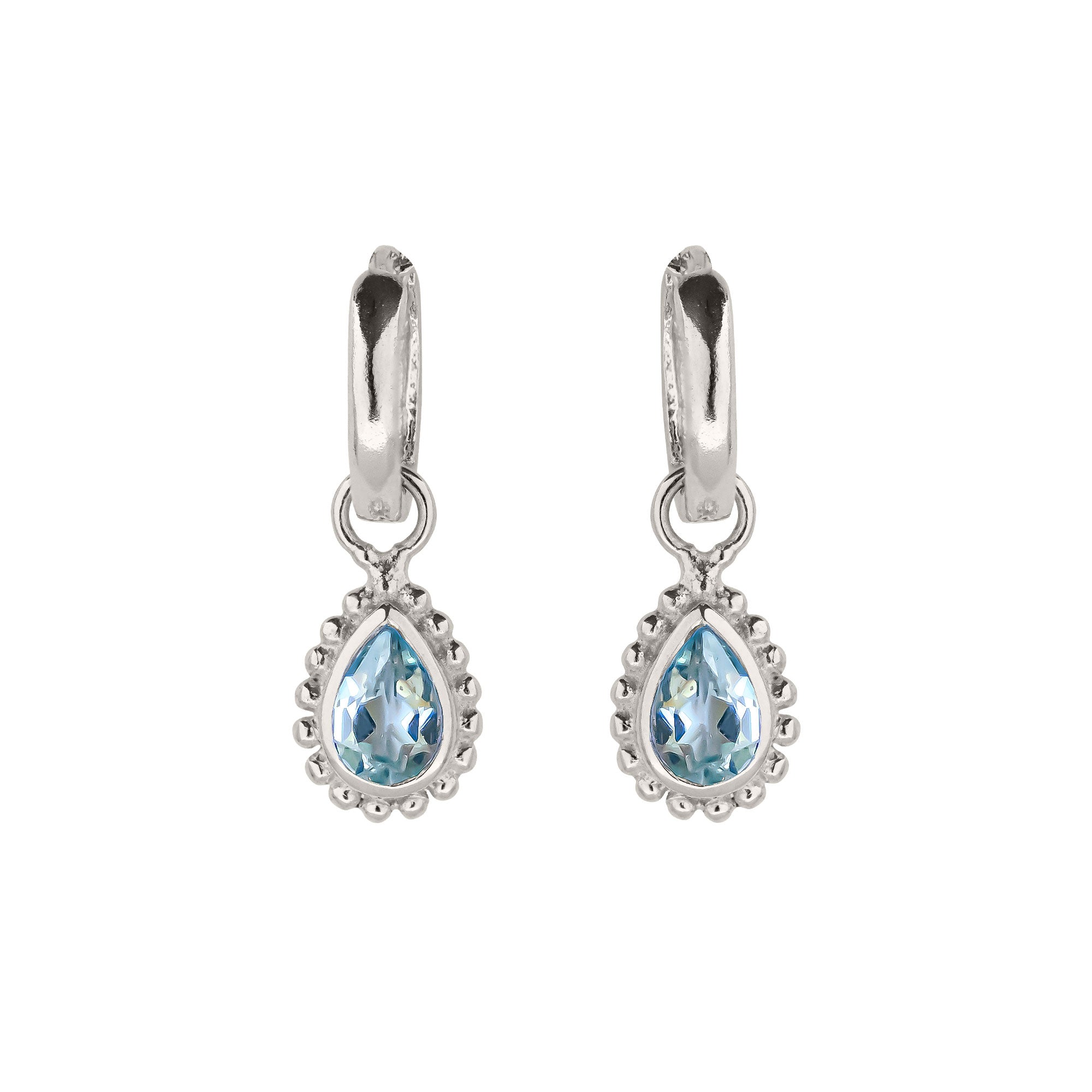November Birthstone Blue Topaz Huggie Hoops