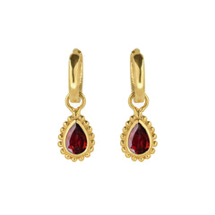 January Birthstone Garnet Gold Earrings