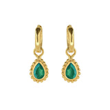 Green Onyx May Birthstone Gold Earrings