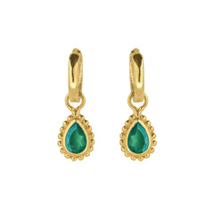 Green Onyx May Birthstone Gold Earrings
