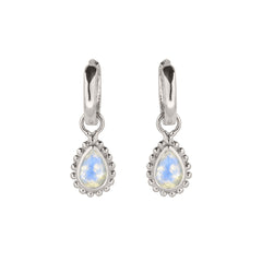 June Birthstone Moonstone Huggie Hoop Earrings