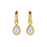 June Birthstone Moonstone Gold Huggie Hoop Earrings