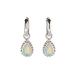 October Birthstone Opal Huggie Hoop Earrings