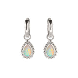 October Birthstone Opal Huggie Hoop Earrings