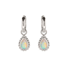 October Birthstone Opal Huggie Hoop Earrings