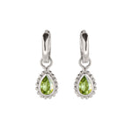 August Birthstone Peridot Silver Huggie Hoop Earrings