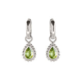 August Birthstone Peridot Silver Huggie Hoop Earrings