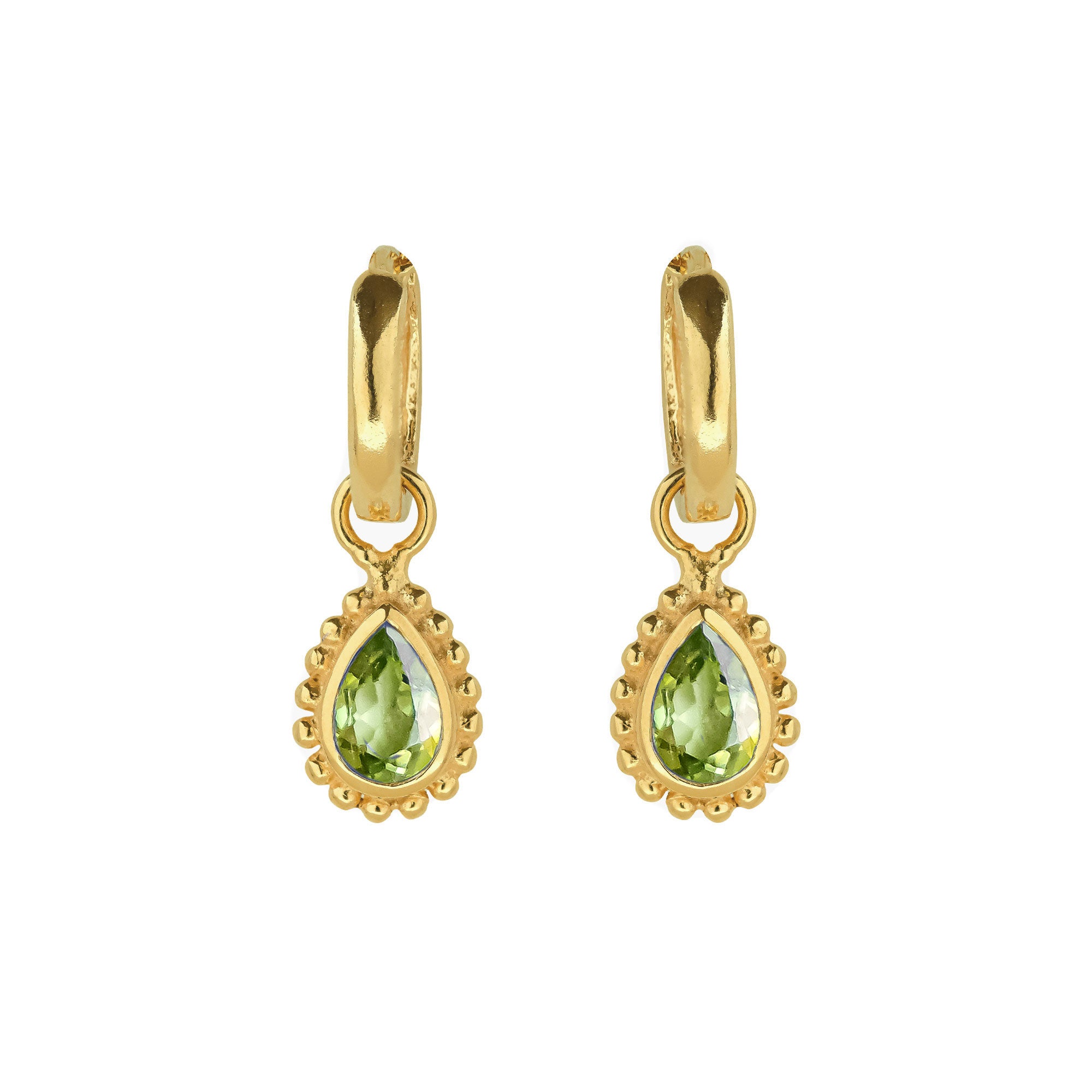 Peridot August Birthstone Gold Huggie Hoop Earrings