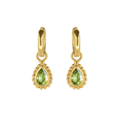 Peridot August Birthstone Gold Huggie Hoop Earrings