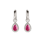 Ruby July Birthstone Silver Earrings