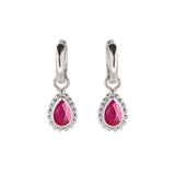 Ruby July Birthstone Silver Earrings