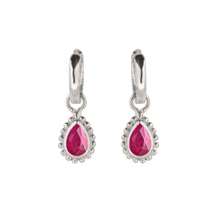 Ruby July Birthstone Silver Earrings