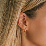 Gold September Birthstone Sapphire Huggie Hoops