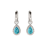 December Birthstone Turquoise Silver Huggie Hoop Earrings