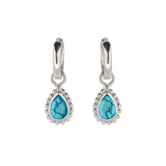 December Birthstone Turquoise Silver Huggie Hoop Earrings