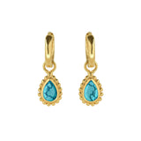 December Birthstone Turquoise Gold Huggie Hoops