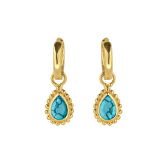 December Birthstone Turquoise Gold Huggie Hoops