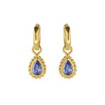 December Birthstone Tanzanite Gold Huggie Hoop Earrings