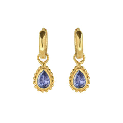 December Birthstone Tanzanite Gold Huggie Hoop Earrings