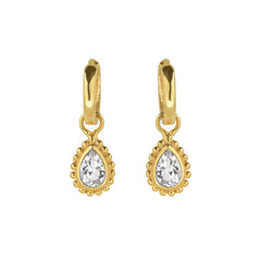April White Topaz Birthstone Gold Earrings