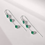 Green Onyx Dangle Earrings, Green Onyx Threader Earrings, Green Onyx Pull Through Earrings, Green Onyx Earrings, Sterling Silver Threaders, Handmade Jewellery, Green Gemstone Threader Earrings
