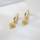 Gold Charm Huggie Hoop Earrings, Peridot Charm Earrings, August Birthstone Gold Huggie Hoops