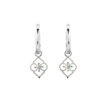 Opal Charm Huggie Hoops, Sterling Silver and Opal Earrings, Silver Charm Huggie Hoops, Opal Huggie Hoop Earrings, October Birthstone Earrings