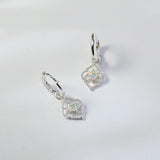Sterling Silver and Opal Charm Huggie Hoop Earrings, Opal Huggie Hoops, Silver Opal Huggies