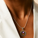 Mixed Metal Amethyst Circles Necklace, February Birthstone Necklace, Birthstone Necklace, Personalised Birthstone Necklace