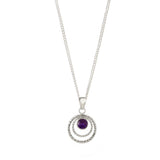 Sterling Silver Amethyst Necklace, Infinity Amethyst Necklace, Double Circle Silver Necklace, Silver Circles Necklace with Amethyst Stone, February Birthstone Necklace