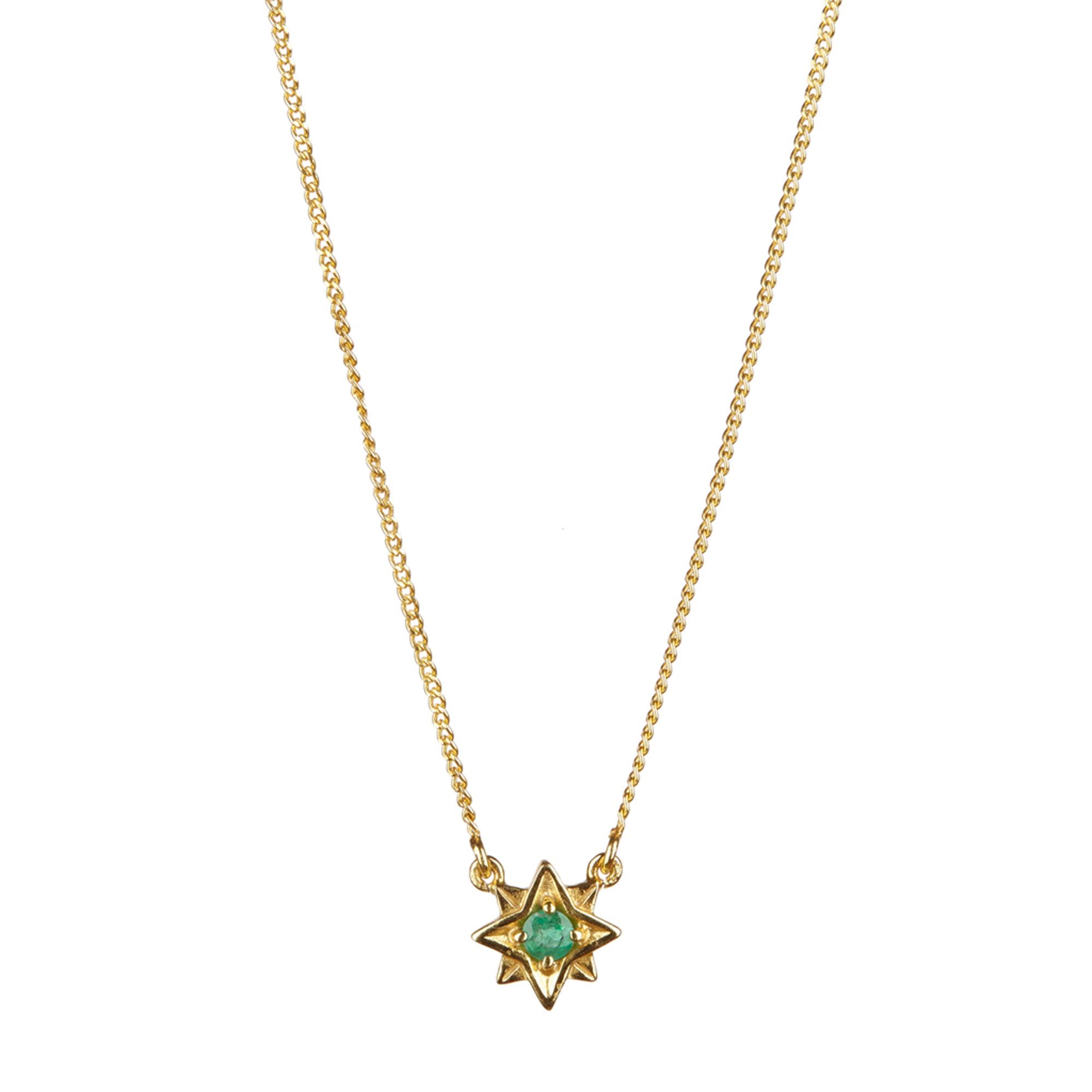 Guiding North Star Necklace - Gold Emerald