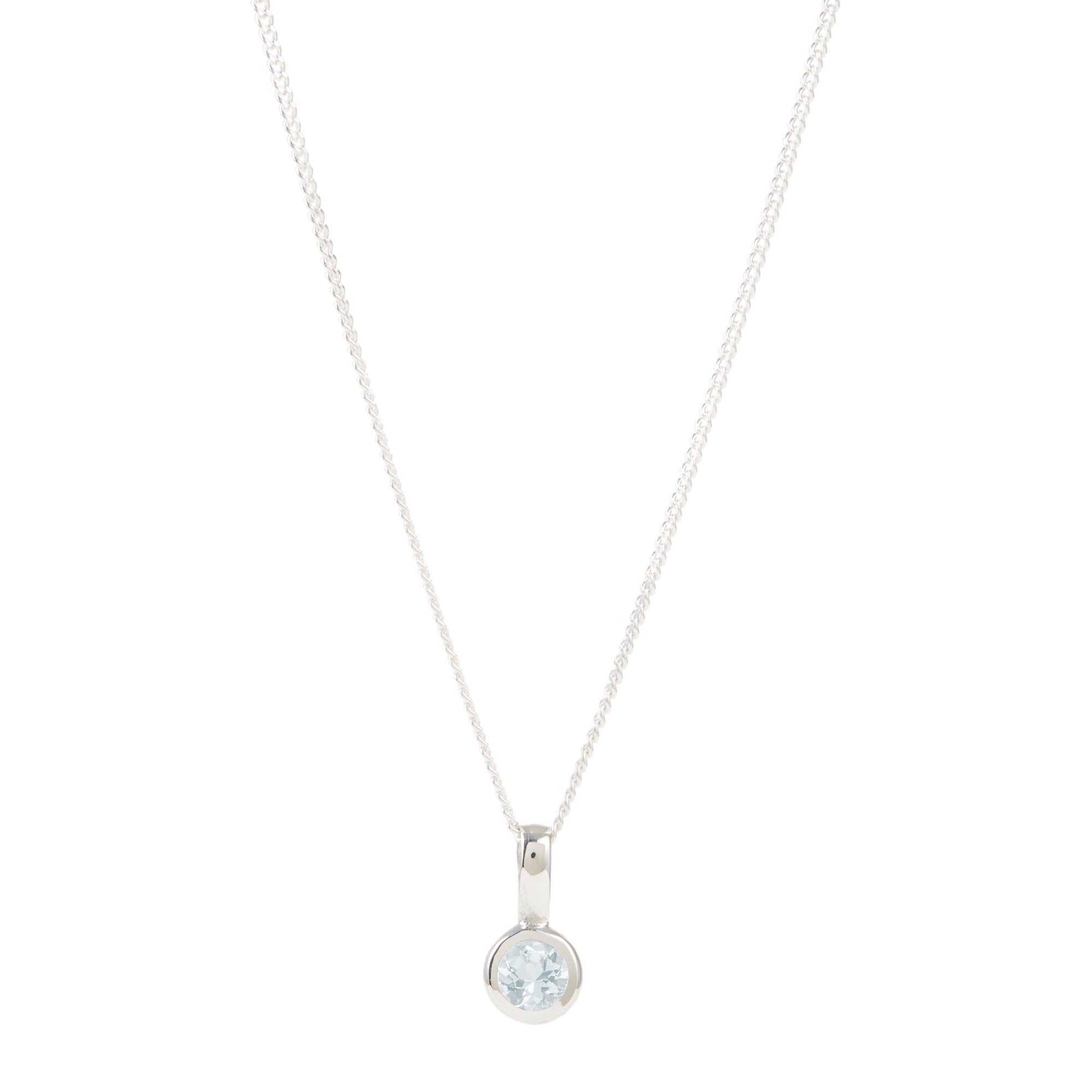 March Birthstone Charm Necklace - Aquamarine