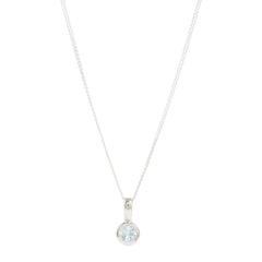 March Birthstone Charm Necklace - Aquamarine