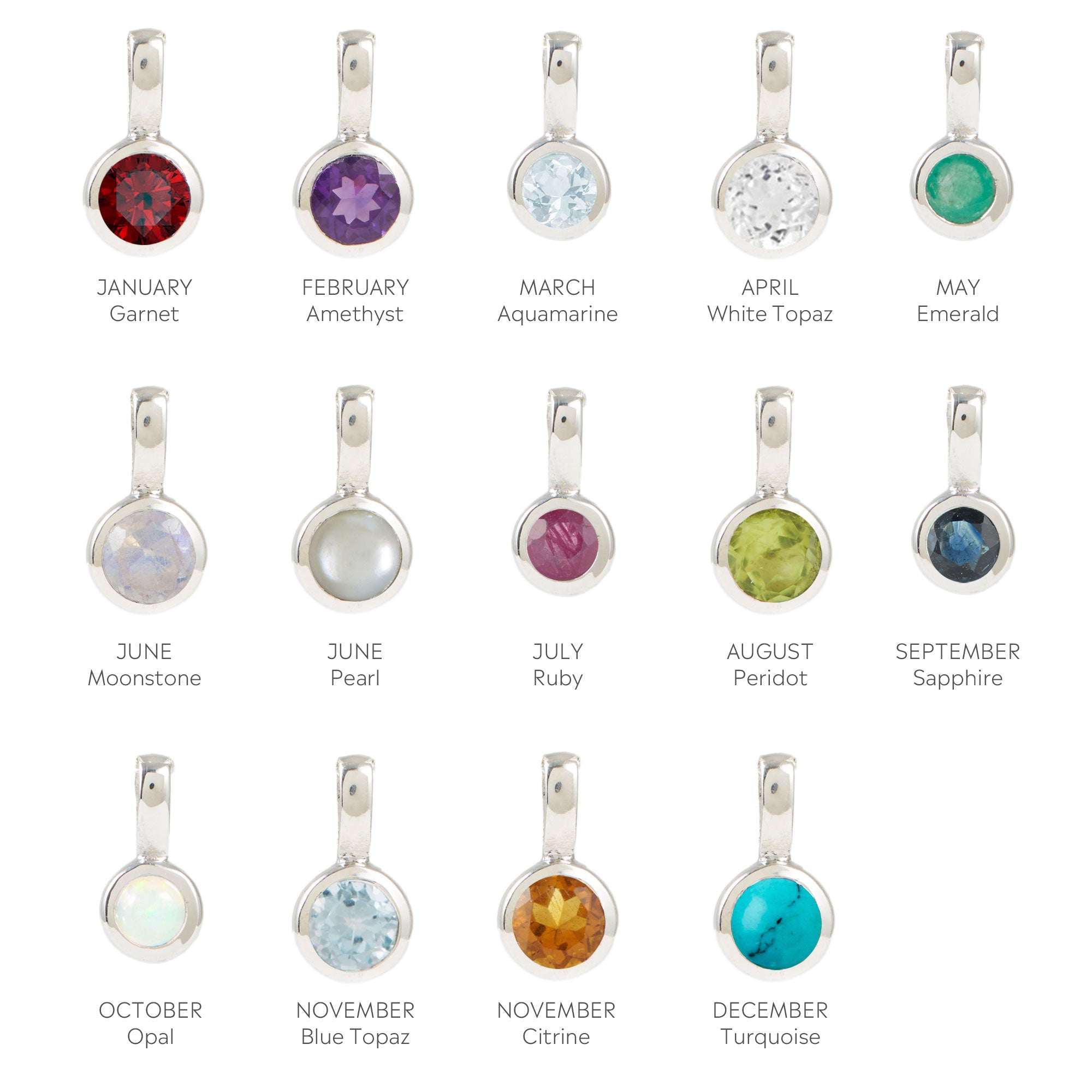 Birthstone Charms Silver