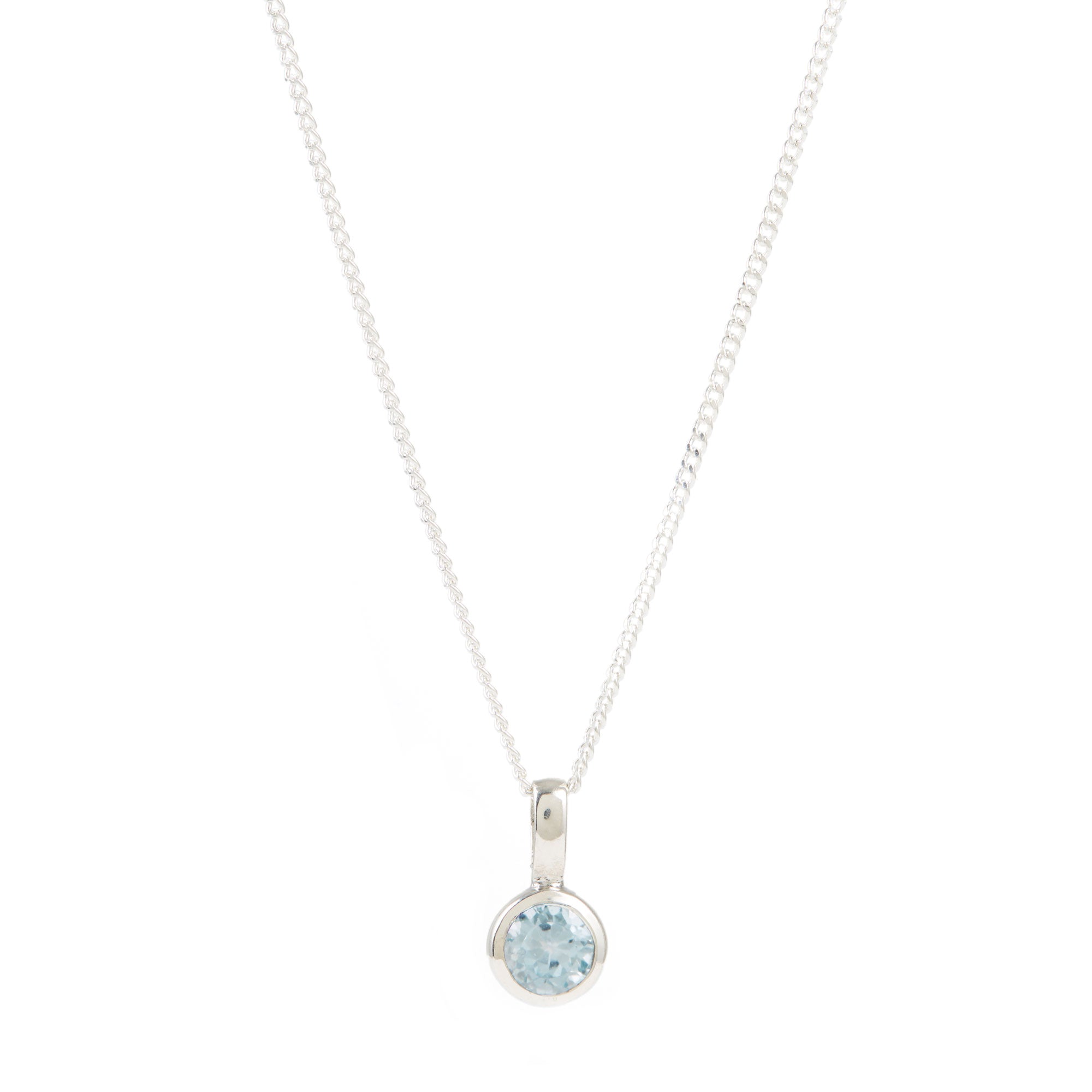 November Birthstone Charm Necklace - Blue Topaz