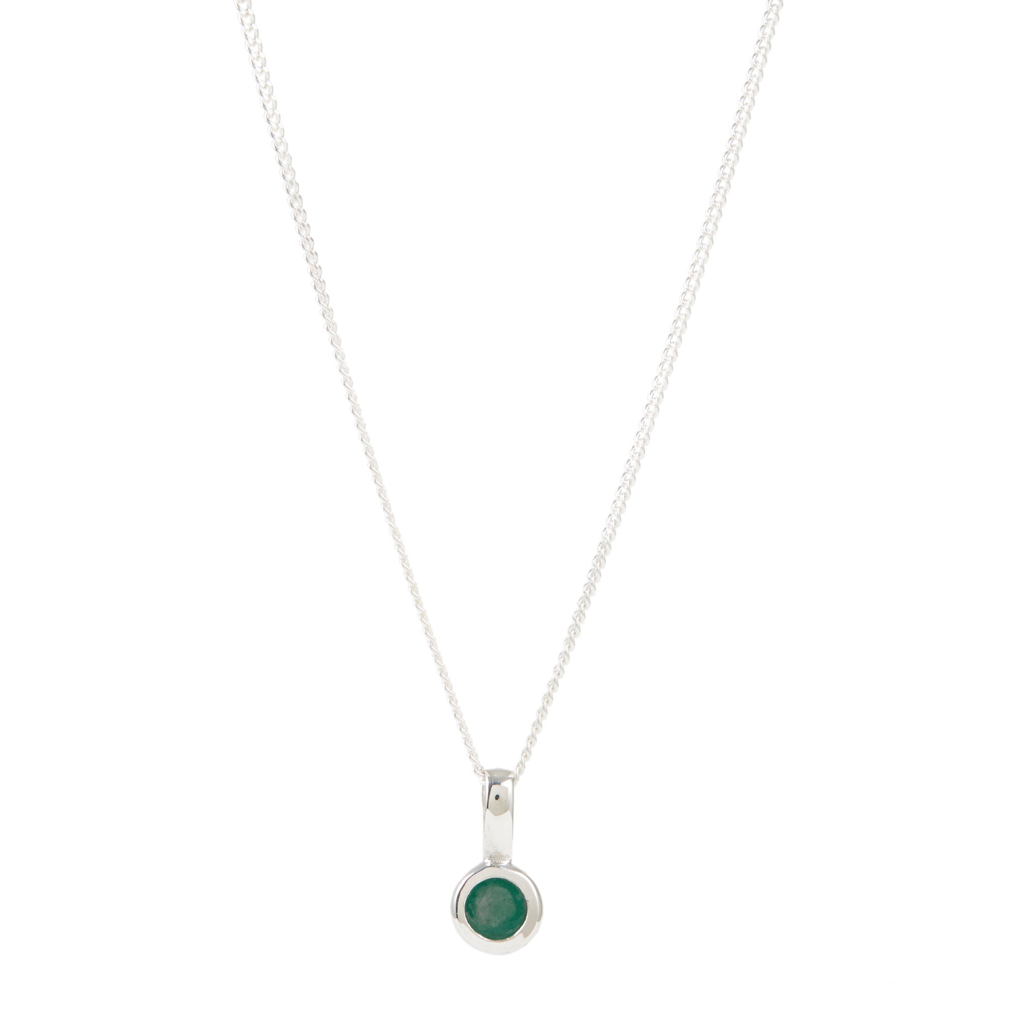 May Birthstone Charm Necklace - Emerald