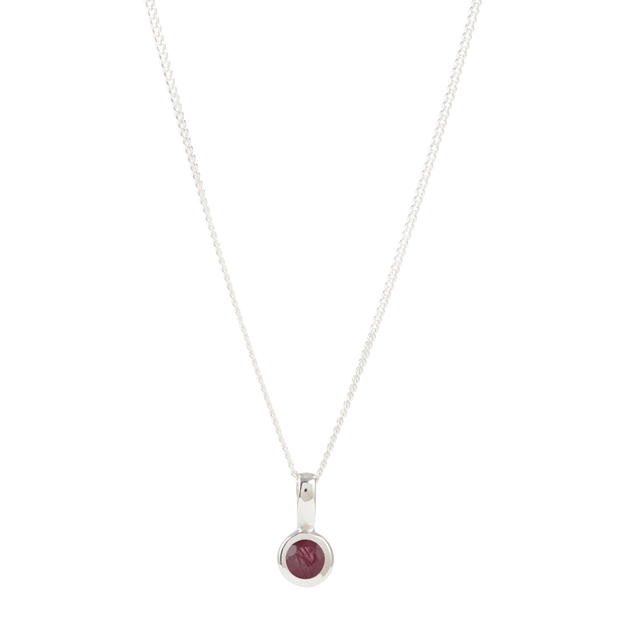 Ruby July Birthstone Necklace Silver