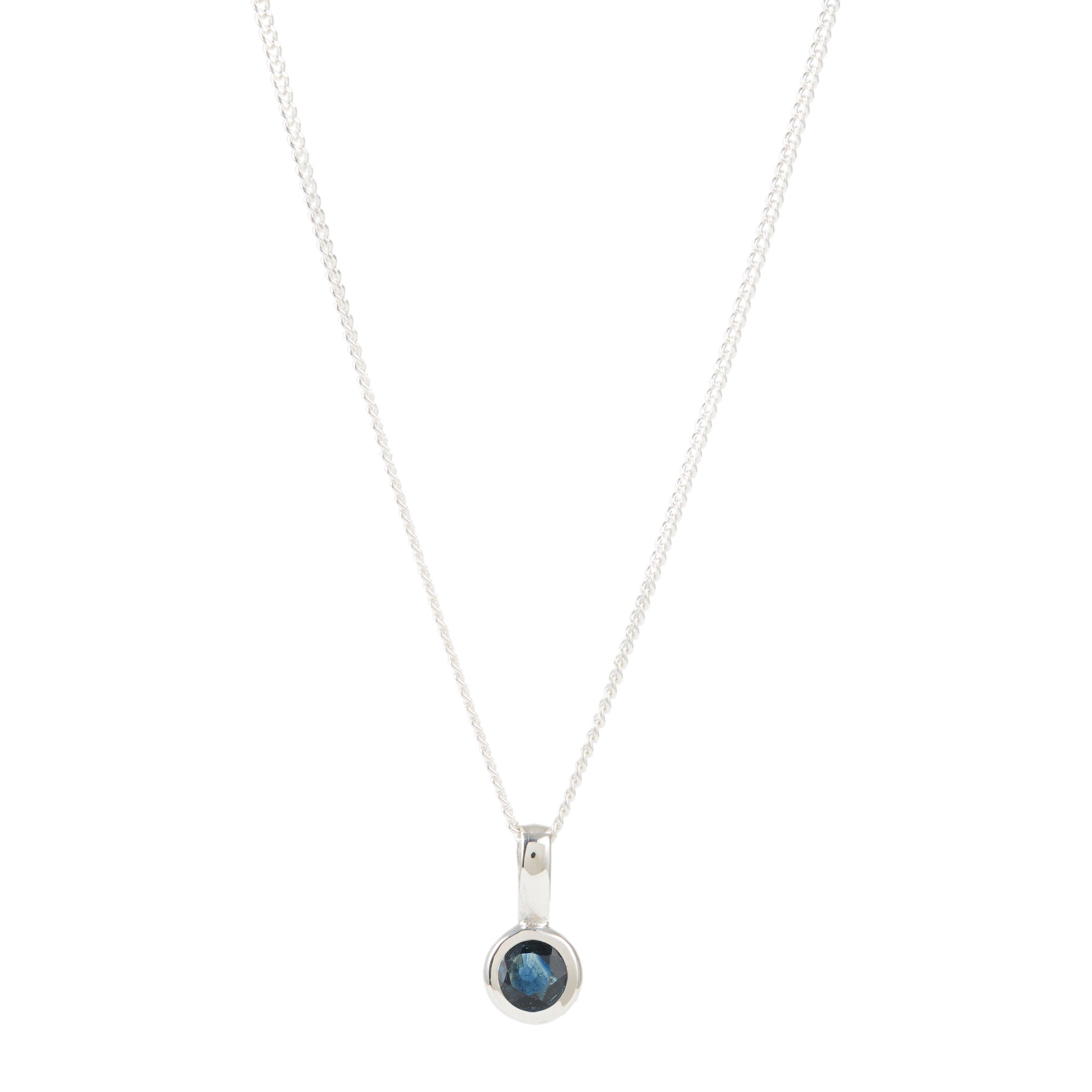 September Birthstone Charm Necklace - Sapphire