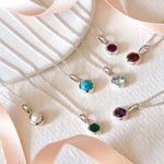 Silver Handmade Birthstone Charm Necklaces