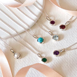 Silver Handmade Birthstone Charm Necklaces